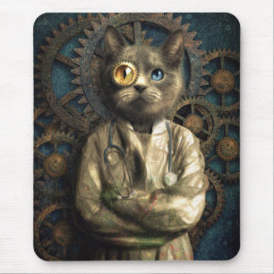Lab Cat Steampunk Mouse Mat