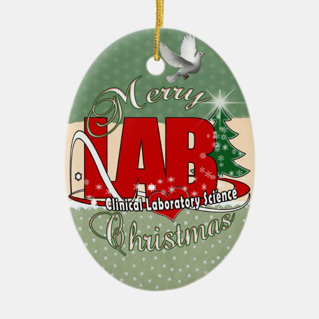LAB CHRISTMAS CLINICAL LABORATORY SCIENCE CERAMIC TREE DECORATION (Front)