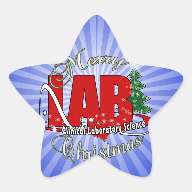 LAB CHRISTMAS CLINICAL LABORATORY SCIENCE STAR STICKER (Front)