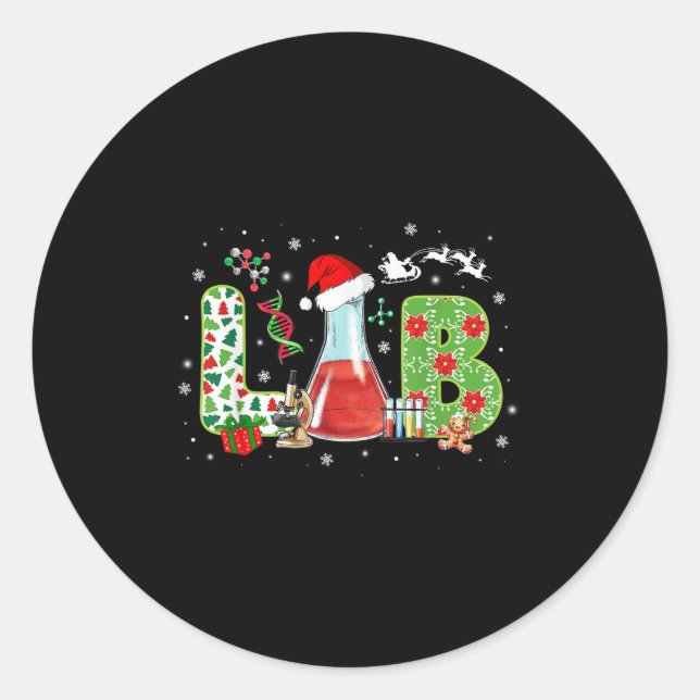 Lab Christmas Laboratory Technician Science Xmas S Classic Round Sticker (Front)