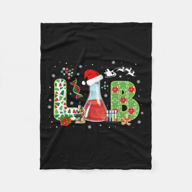 Lab Christmas Laboratory Technician Science Xmas S Fleece Blanket (Front)
