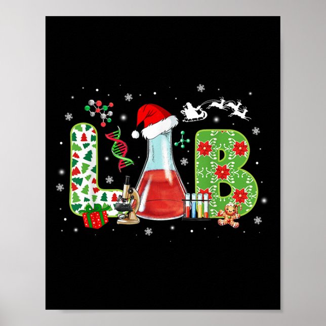 Lab Christmas Laboratory Technician Science Xmas S Poster (Front)