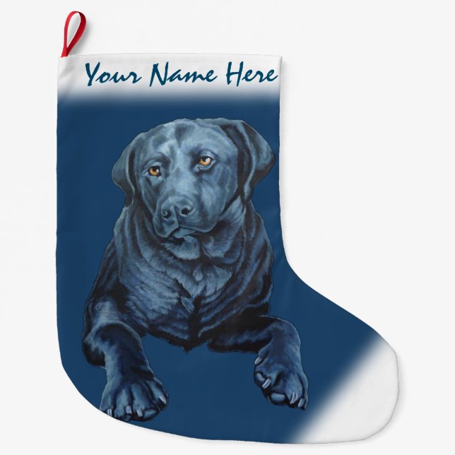 Lab Christmas Stocking Personalise Dog Stocking (Front)