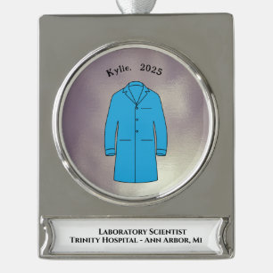 Lab Coat Ceremony Keepsake Scientist Silver Plated Banner Ornament