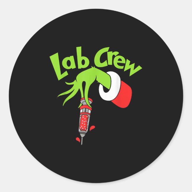 Lab Crew Merry Christmas Laboratory Tech Nurse Xma Classic Round Sticker (Front)