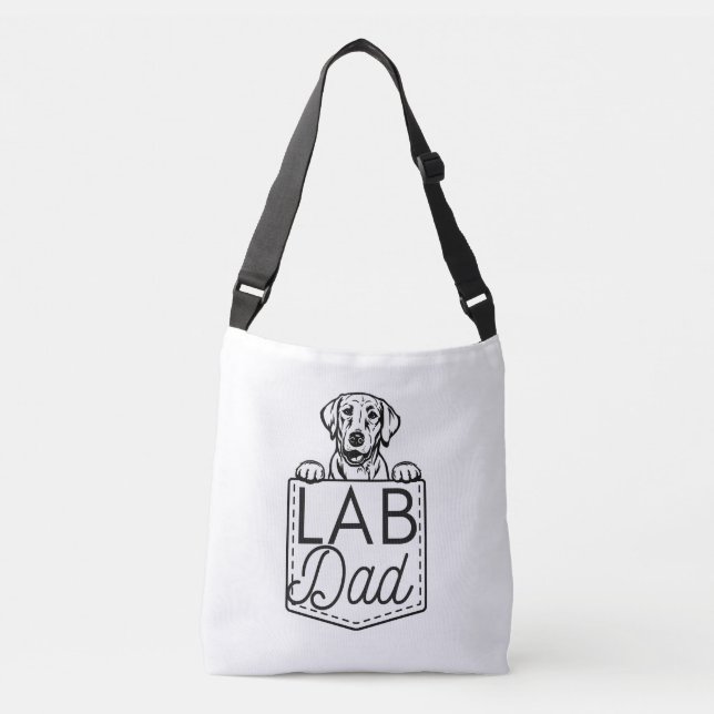 “Lab Dad” Peek-a-Boo Cross-Body Tote Bag (Front)