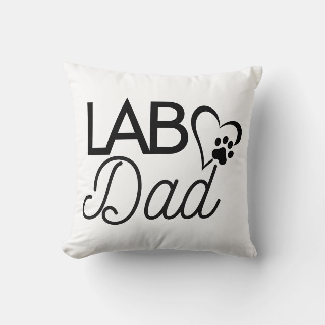 “Lab Dad” Square Throw Pillow (Front)