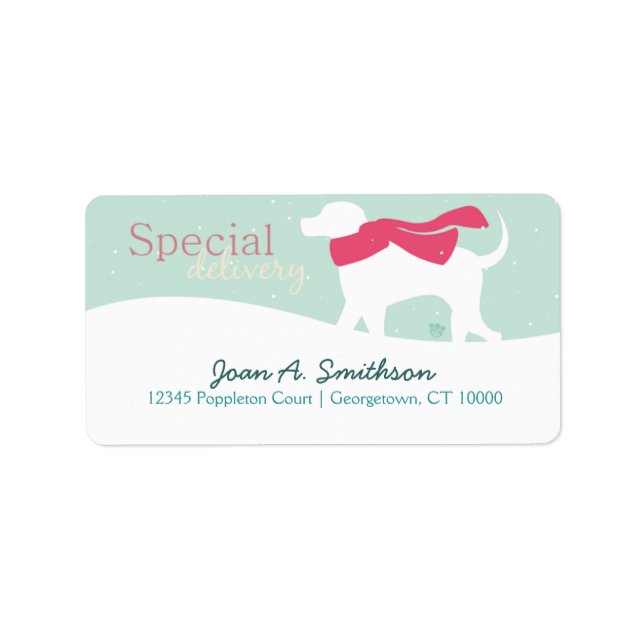 Lab Dog in Snow Label (Front)