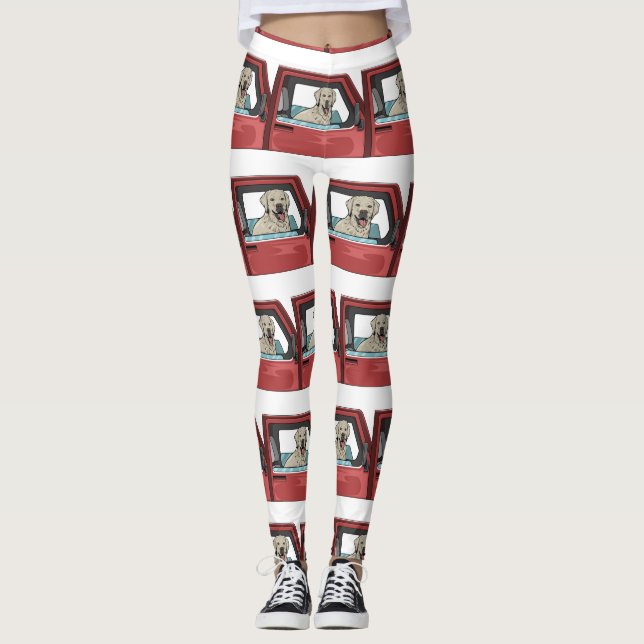Lab Dog Riding Shotgun Thunder_Cove Leggings (Front)