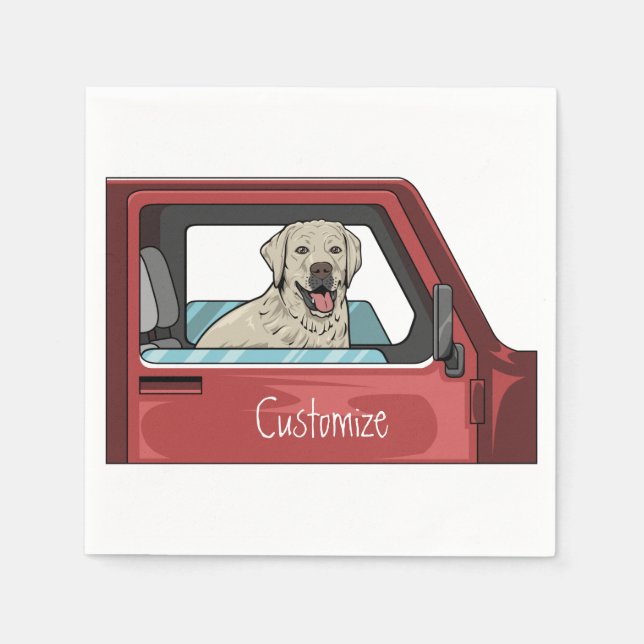 Lab Dog Riding Shotgun Thunder_Cove Napkin (Front)