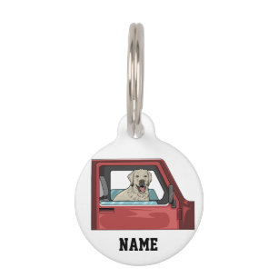 Lab Dog Riding Shotgun Thunder_Cove Pet Tag