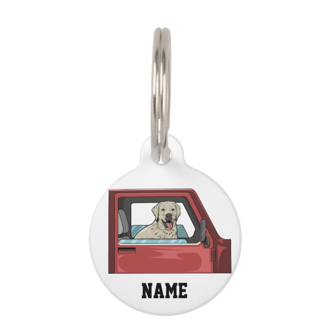 Lab Dog Riding Shotgun Thunder_Cove Pet Tag (Front)