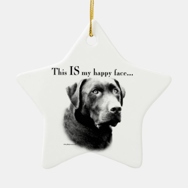 Lab Happy Face Ceramic Tree Decoration (Front)