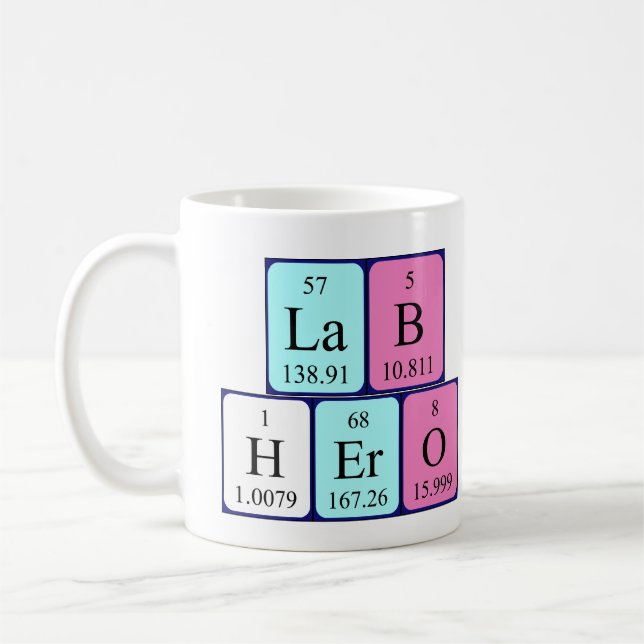 Lab Hero periodic table name mug (Left)