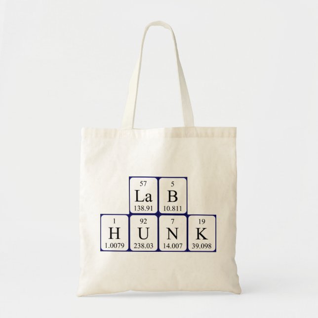 Lab Hunk periodic table name tote bag (Front)