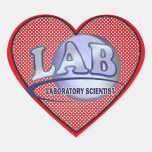 LAB - LABORATORY SCIENTIST! Fun Blue LOGO Heart Sticker