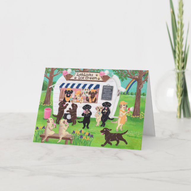 Lab Licks Ice Cream Labradors Card (Front)