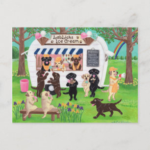Lab Licks Ice Cream Labradors Postcard