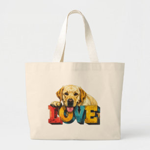Lab Love Labrador Illustration Dog Lover Graphic Large Tote Bag