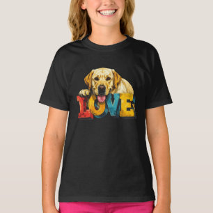 Lab Love Labrador Illustration Girls Dog Graphic T-Shirt