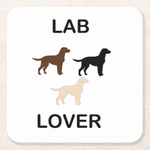 Lab Lover all colours silhouettes Square Paper Coaster