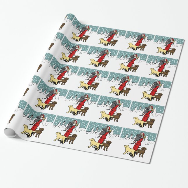 Lab Mum Santa Christmas Wrapping Paper (Unrolled)