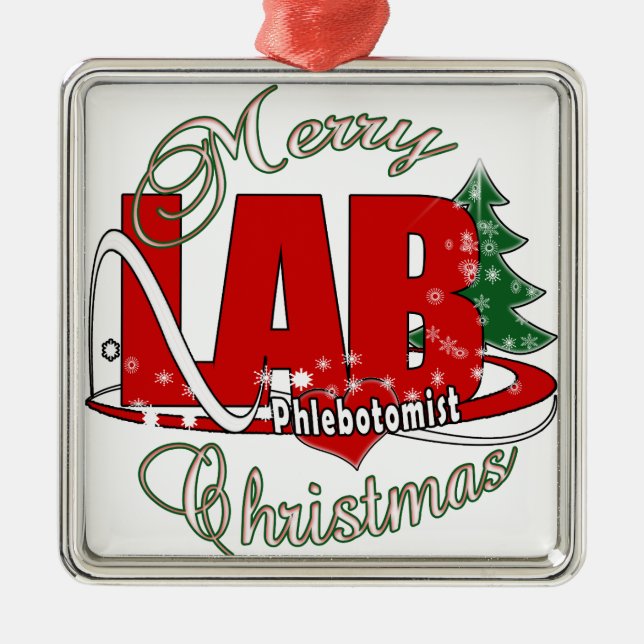 LAB PHLEBOTOMIST CHRISTMAS METAL TREE DECORATION (Front)