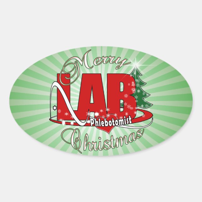 LAB PHLEBOTOMIST CHRISTMAS OVAL STICKER (Front)