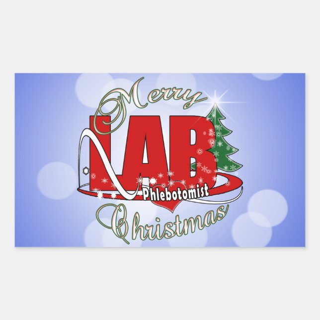 LAB PHLEBOTOMIST CHRISTMAS RECTANGULAR STICKER (Front)
