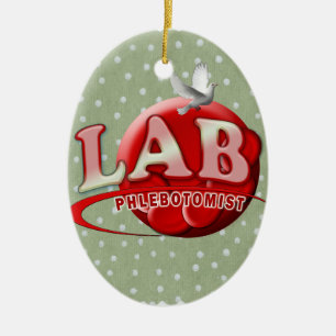 LAB PHLEBOTOMIST RBC LOGO CERAMIC TREE DECORATION