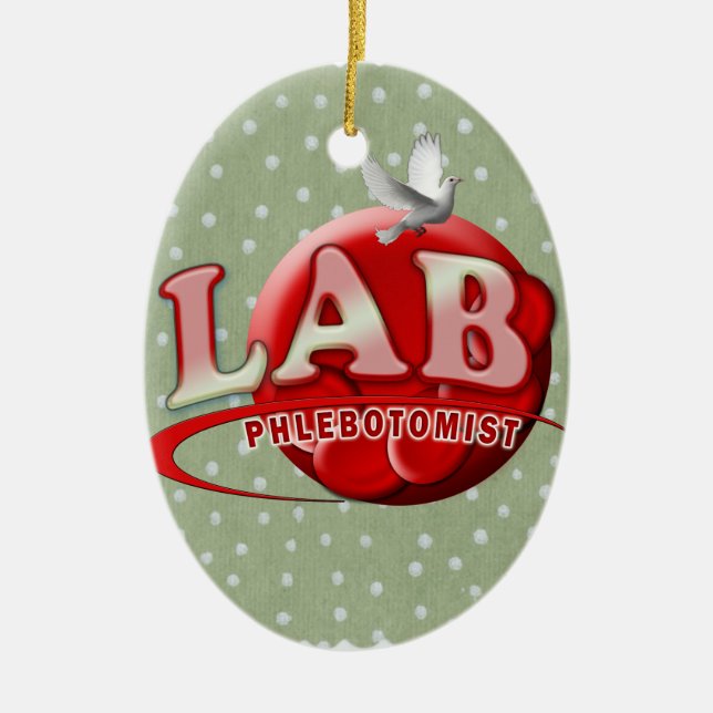 LAB PHLEBOTOMIST RBC LOGO CERAMIC TREE DECORATION (Front)