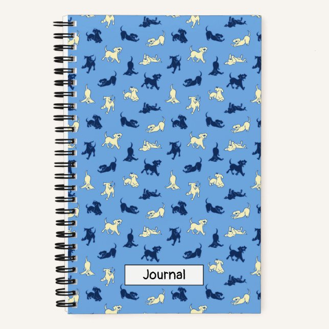 Lab Puppies on Blue Small Custom Spiral Notebook (Front)