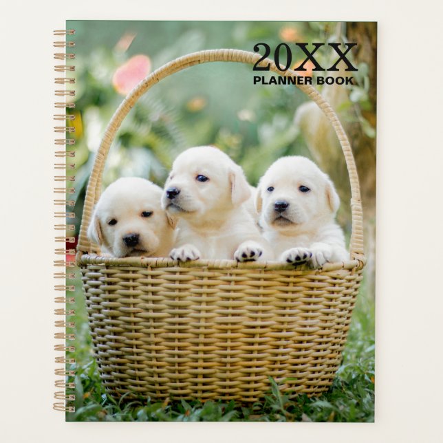 Lab Puppies Undated Monthly Planner Book (Front)