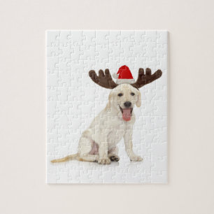 Lab Puppy Wearing Antlers Jigsaw Puzzle