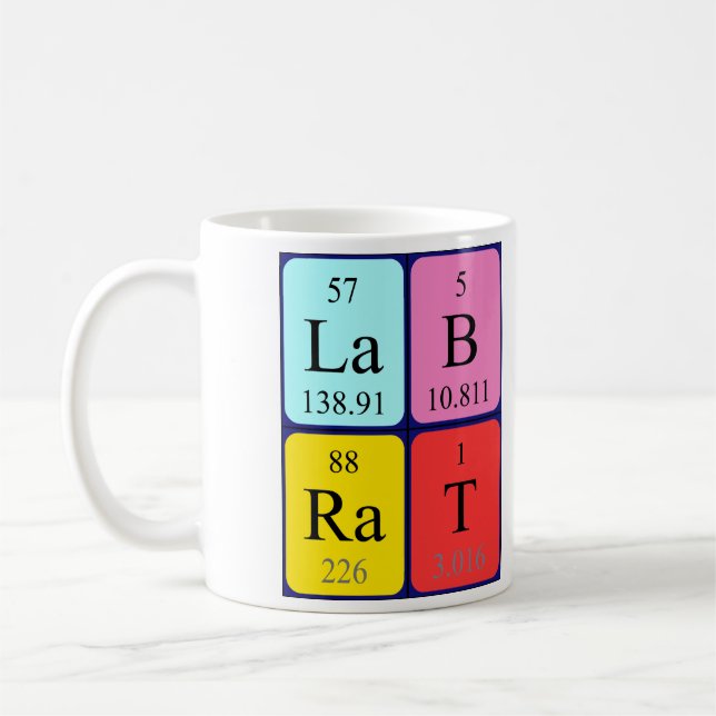 Lab Rat periodic table name mug (Left)