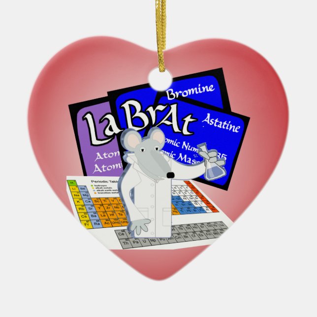 LAB RAT SCIENTIST LABORATORY PERIODIC TABLE CERAMIC TREE DECORATION (Front)