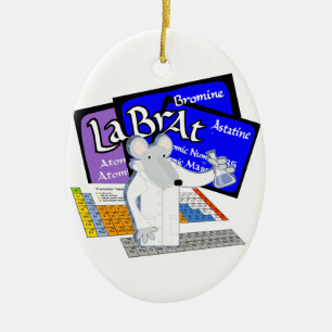 LAB RAT SCIENTIST LABORATORY PERIODIC TABLE CERAMIC TREE DECORATION