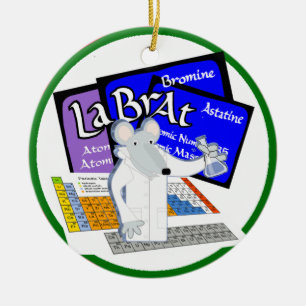 LAB RAT SCIENTIST LABORATORY PERIODIC TABLE CERAMIC TREE DECORATION