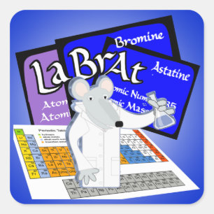 LAB RAT SCIENTIST LABORATORY PERIODIC TABLE SQUARE STICKER