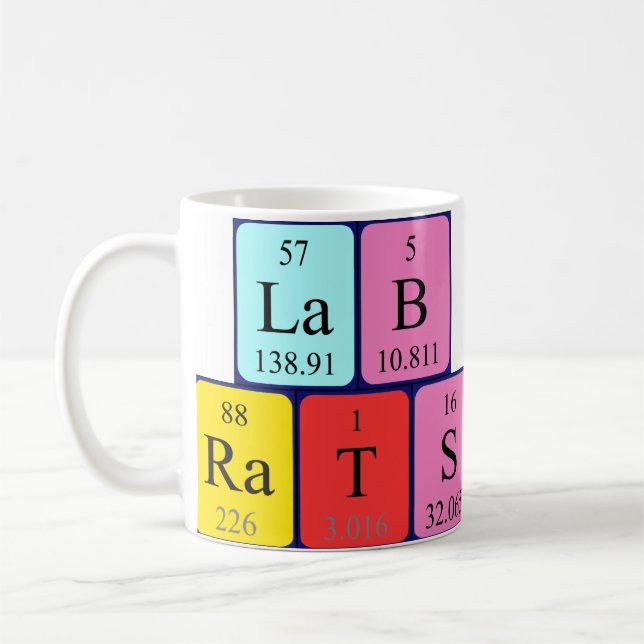 Lab Rats periodic table name mug (Left)