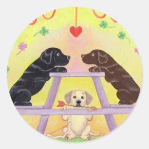 Lab Romance Valentine Classic Round Sticker