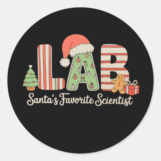 Lab Santas Favourite Scientist Christmas Laborator Classic Round Sticker (Front)