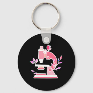 Lab Science Floral Microscope Biologist Science Va Key Ring