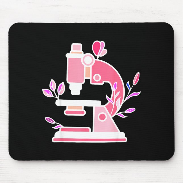 Lab Science Floral Microscope Biologist Science Va Mouse Mat (Front)