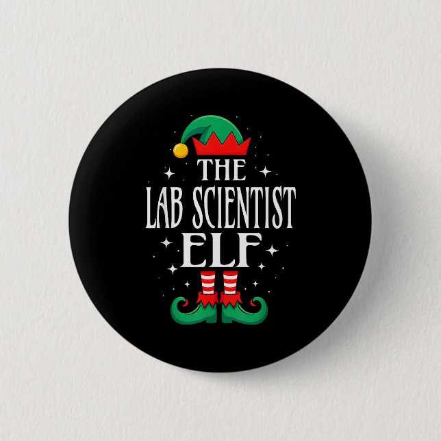 Lab Scientist Elf Job Title Funny Christmas Matchi 6 Cm Round Badge (Front)