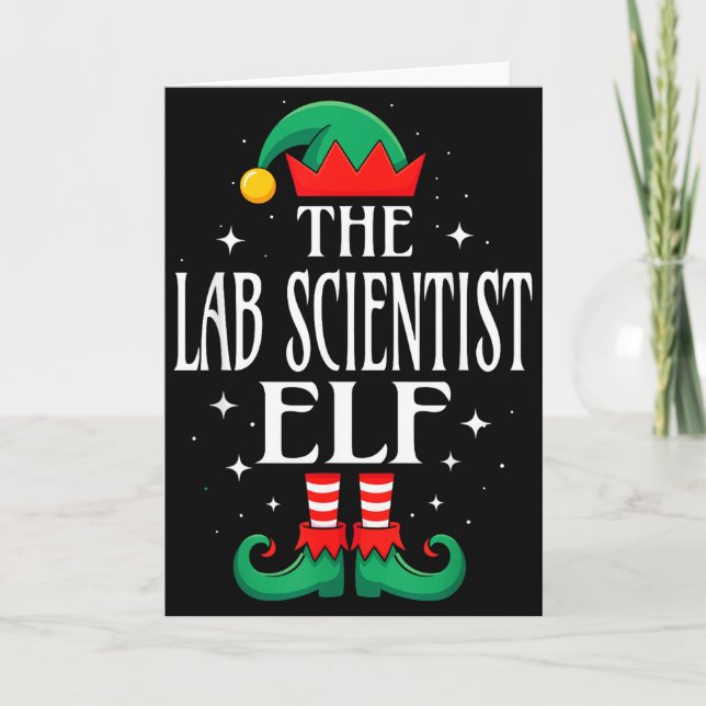 Lab Scientist Elf Job Title Funny Christmas Matchi Card (Front)