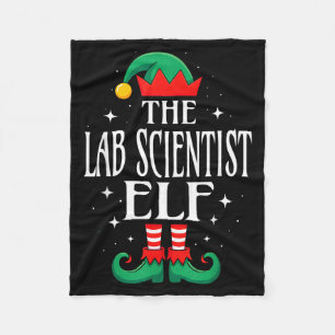 Lab Scientist Elf Job Title Funny Christmas Matchi Fleece Blanket