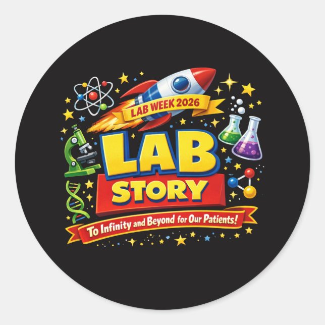LAB STORY – Lab Week 2026 Science Poster Classic Round Sticker (Front)
