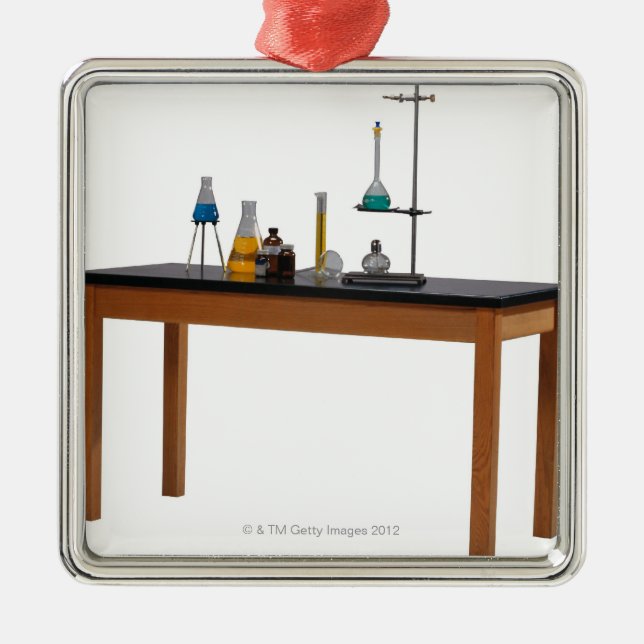 Lab table with chemicals metal tree decoration (Front)