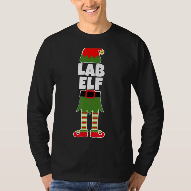 Lab Tech Elf Christmas Laboratory Tech Phlebotomis T-Shirt (Front)